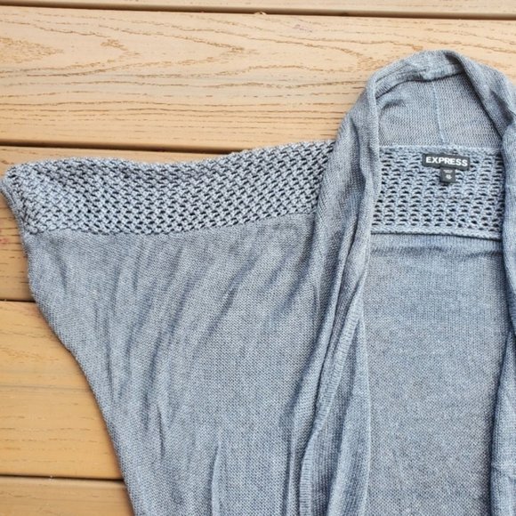 Express Gray Short Sleeve Sweater Open Front Cardigan Dolman Preppy Casual XS - Picture 6 of 6